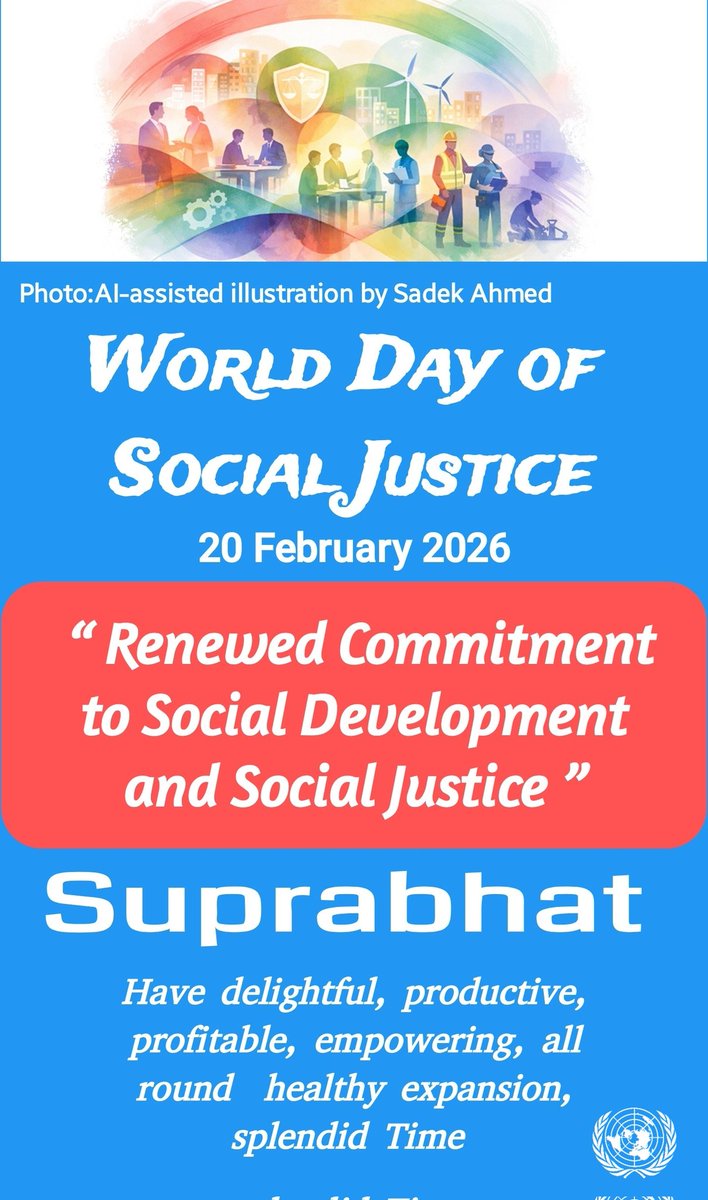 Partha1963's tweet photo. @Billion478 @pancham2203 @pronami007 @KiritdanGadhav9 @kuldip09kuldip @scorpiosantosh @DrAlkaRay2 @EmonMukherjee21 @save_bits @KhushbuPri37282 @Risid001 @sureshpatelsk @BandhaniDipak @Dipanka82446090 @VeerannaSAthan1 @SoniaGurnani19 @ruchityagi2108 @sureshseshadri1 @Jungle_View @s_mamta99 @AngelaBawa @ShilpaBJP @ShilpiJohri1 @SwethaAjeeth @Leela309 @kiranku48748489 @arungupta5253 @VIKRAM_GOUR24 @UN @UNEP @secgen_eu @DrKristieLeong @UN_OCT @UN_CTED @UNESCO @UNODC_ROSA @UNAOC @UNHumanRights @UN_News_Centre @UNCTAD @AmitShah @AmitShahOffice @narendramodi @PMOIndia @DrSJaishankar @rajnathsingh @UNWTO @gssjodhpur @Shaikha__Nasser @incredibleindia #WorldDayofSocialJustice #SocialJustice
#20February https://t.co/VqC9UKEgro
