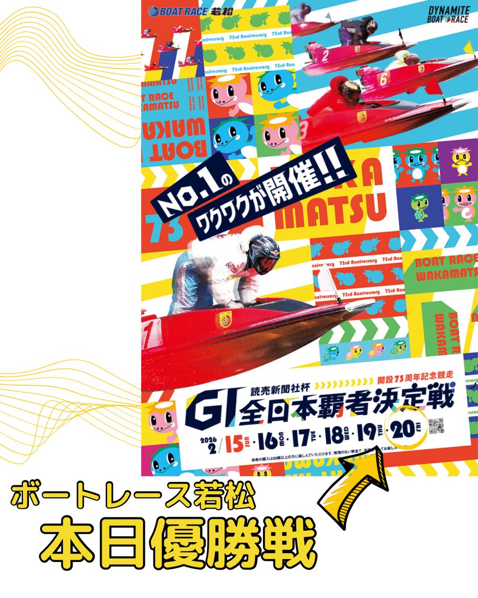 おはようございます😃 #ボートレース若松 GⅠ 優勝戦🏆✨✨ 2/22 （日