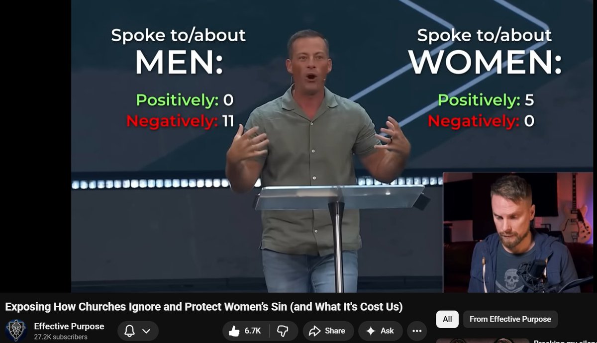 <a href="/VivaldiVril/">BaroqueMan</a> This YouTuber started out like a normie then over time he finally saw what young men are talking about. This isn't even the final tally.

IIRC the only negative comment this guy said about women was 'you talk too much' and then immediately said 'men don't listen'.

A church i was