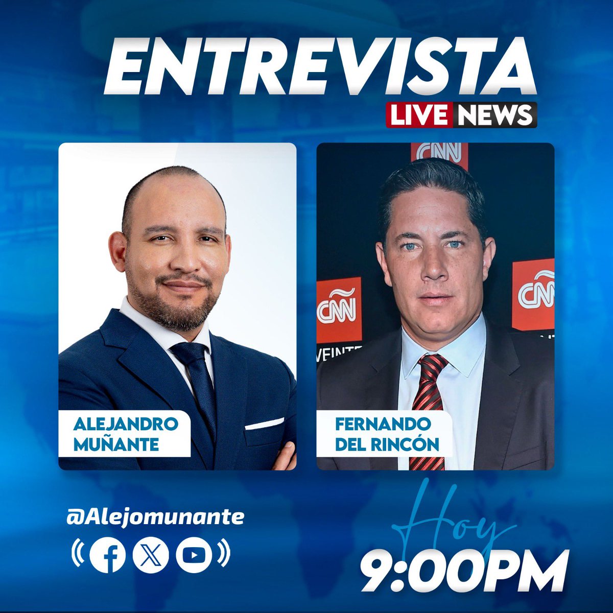 🔴 #ENTREVISTA | Hoy estaré con <a href="/soyfdelrincon/">Fernando Del Rincon</a> por <a href="/CNNEE/">CNN en Español</a>. 📺 
¡Los invito a verla! 👉 9:00 p.m.