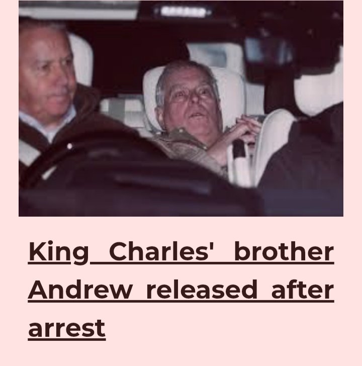 StephenNadia's tweet photo. #KingCharles' brother #Andrew released after arrest
#EpstinFiles
https://t.co/9B5dsmZHTD https://t.co/QJUGrJsfv9