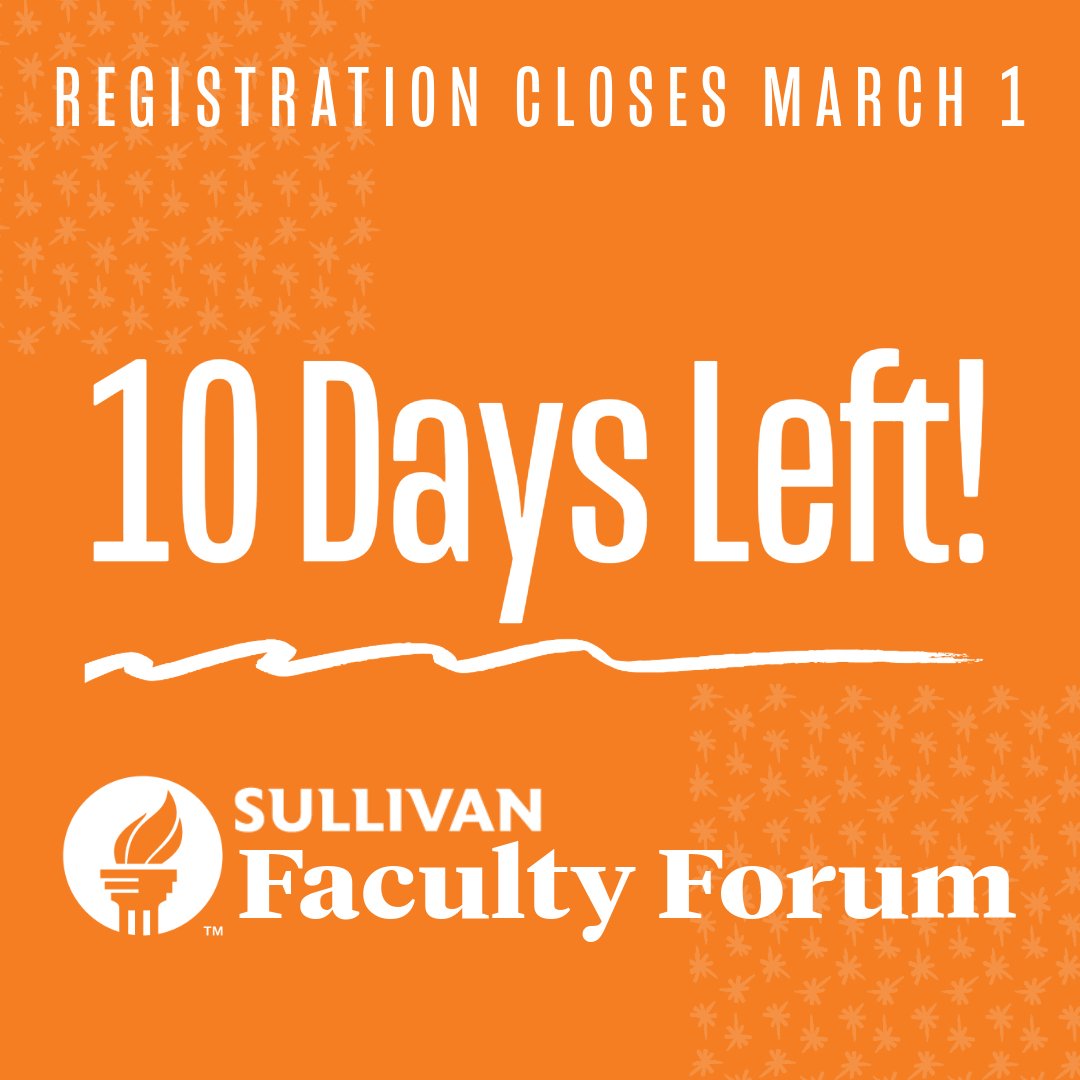 10 days left to register for Sullivan Weekend. Faculty Forum brings faculty and staff together for practical tools and network-wide connection.
sullivanfdn.org/programs/ignit…

#SullivanWeekend #FacultyForum #SullivanFoundation #HigherEd #LeadershipDevelopment