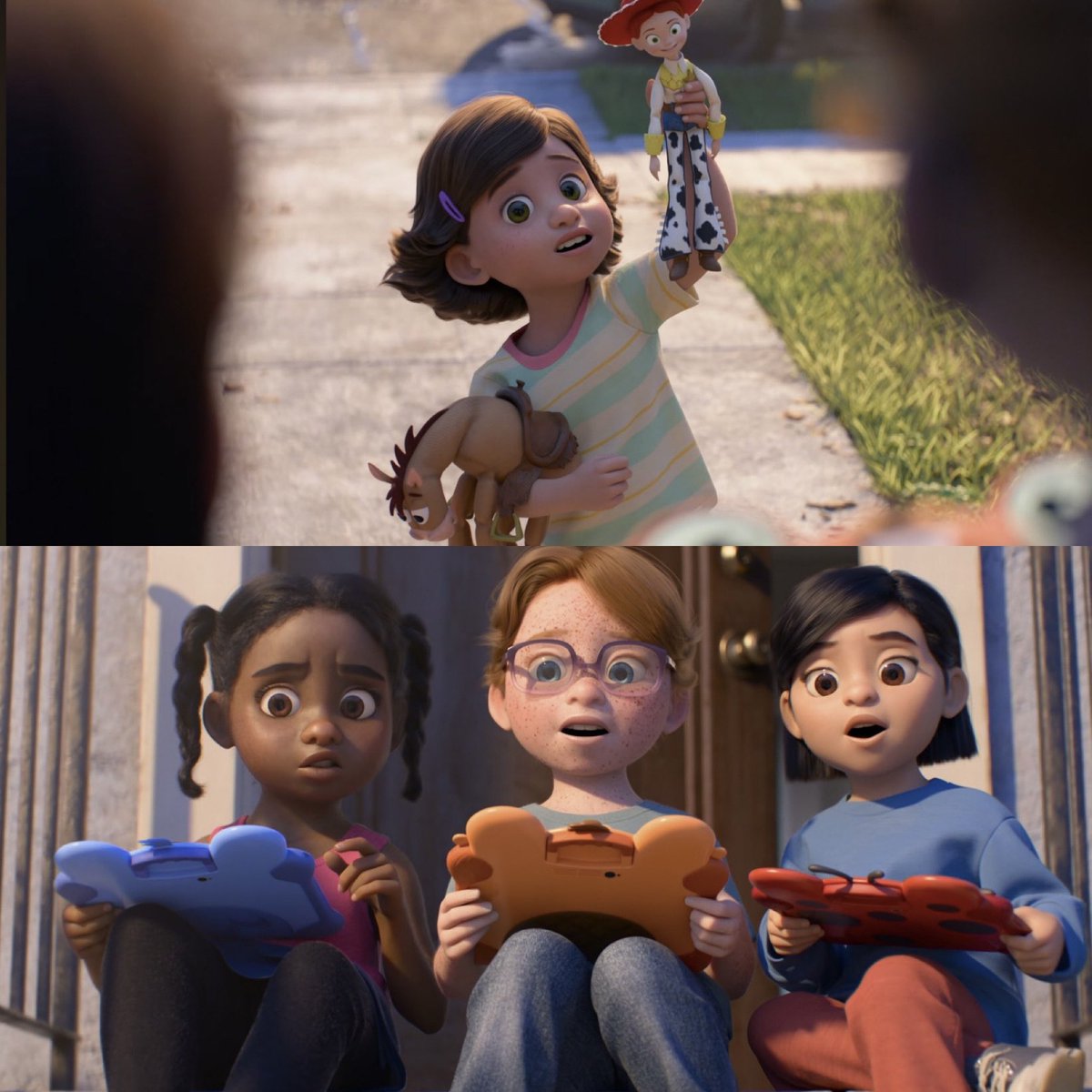 CerebrosG's tweet photo. Bonnie siendo juzgada por sus amigos por jugar con juguetes en 'Toy Story 5'. https://t.co/ANekfUjh17