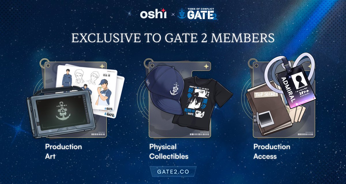 Every reward in the GATE 2 Fan Experience comes directly from inside the production. The art the animators drew, physical materials from the studio, insider updates from the people making the anime. Some of this has never left the studio before.

✦ Production art: settei,