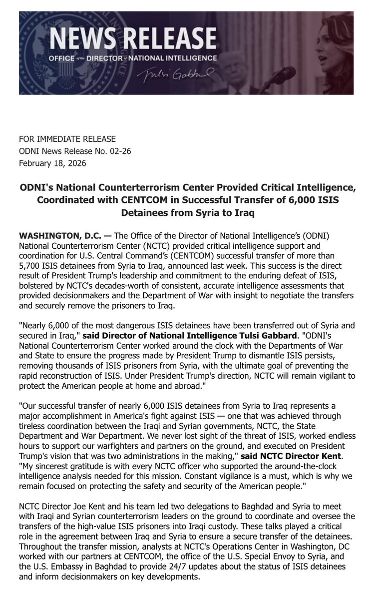 Office of the DNI tweet media