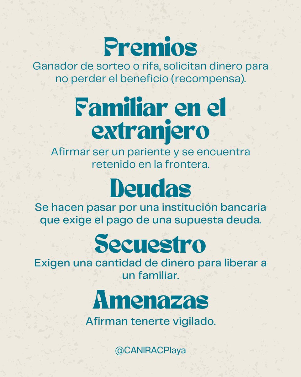 Estar preparados es la clave📣

Comprender cómo operan estos engaños permite proteger tu integridad y patrimonio, ya que una comunidad informada es una comunidad más segura.

👉 Comparte esta información.

#Prevención #Seguridad #InformaciónGeneral #CulturaPrevencion #Extorsión
