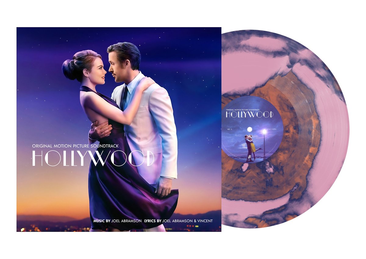 JCRecs's tweet photo. The ‘Hollywood: Original Motion Picture Soundtrack’ album is NOW AVAILABLE ON VINYL! ▶️🎶

This D2C store exclusive is a pink, indigo and orange marble-swirl-mash 1xLP (140g) vinyl, housed in a matte gatefold sleeve jacket with a printed insert. https://t.co/11ufKaxnsd https://t.co/F7Pig3Sh9s
