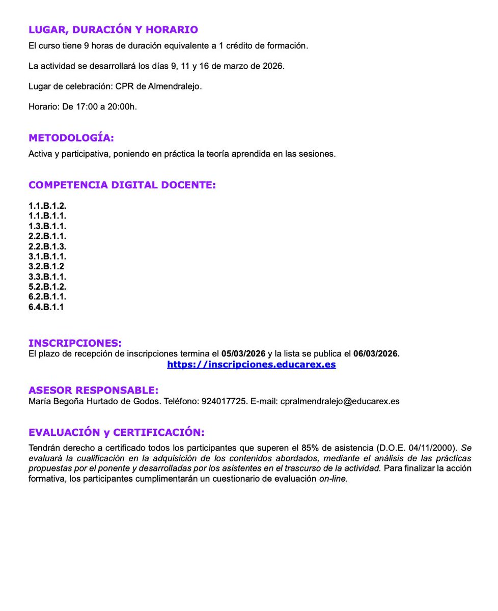 Nuevo curso con <a href="/CPRAlmendralejo/">CPR Almendralejo</a> con nuestra embajadora <a href="/extretwinning/">@ExtreTwinning</a>  <a href="/monsecamacho13/">Monse Camacho</a> 

¿CÓMO EMPEZAR UN PROYECTO EUROPEO
A TRAVÉS DE LA PLATAFORMA ETWINNING?

Toda la info en: cpralmendralejo.educarex.es/curso-como-emp…

#EmbajadaExt
<a href="/eTwinning_es/">eTwinning España</a> 
<a href="/eTwinningEurope/">eTwinningEurope</a> 
<a href="/EduSinFront_Ex/">Jornada Educar Sin Fronteras</a>