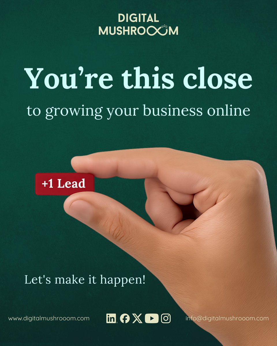 digimushrooom's tweet photo. That feeling when success is this close but still just out of reach. 🤏🥲

Don't let your hard work stall inches from the finish line. You need that "+1 Lead" to start the momentum. Let’s bridge that gap together.

#LeadGen #SmallBizStruggles #thisclose https://t.co/mwh7wb6Qca