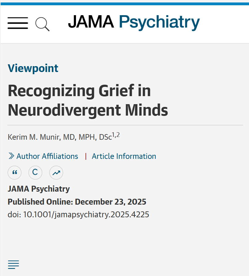 JAMAPsych's tweet photo. 💬 Viewpoint: Prolonged grief disorder may manifest differently in neurodivergent individuals, requiring clinicians to assess behavioral changes and loss of support rather than relying solely on typical diagnostic criteria. https://t.co/quKF922Qju https://t.co/7fyi906hW6