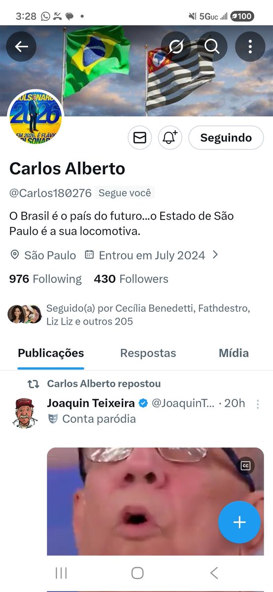 Meus queridos patriotas indico o  Carlos <a href="/Carlos180276/">Carlos Alberto</a>  vamos dar uma força 💪 
Espero que seja recíproco 🙏 
🇧🇷 Direita segue Direita