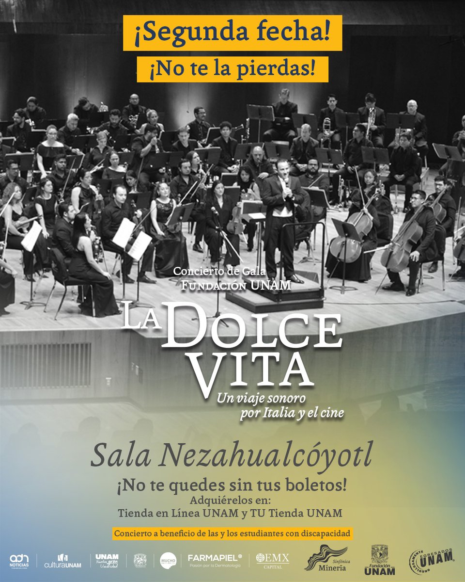 🙌 No te pierdas la segunda fecha de una velada mágica. 🎻✨ La Gala Musical "La Dolce Vita" te espera en la Sala Neza junto con la Sinfónica de Minería.
🎟️ Consigue tus boletos aquí: f.mtr.cool/vfvhuhapdx