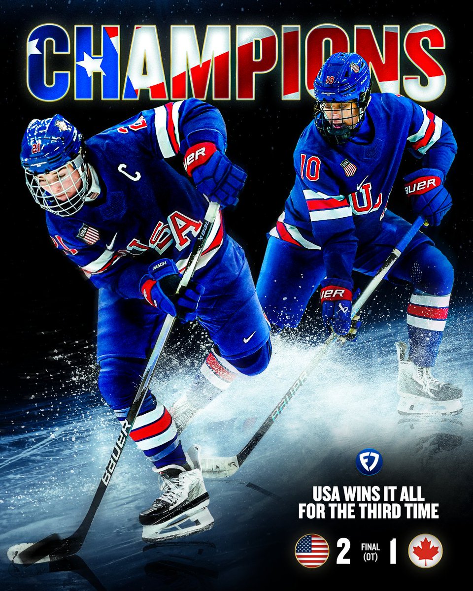FanDuel's tweet photo. FOR THE THIRD TIME EVER 🥇

USA WOMEN'S HOCKEY ARE CHAMPIONS! 🇺🇸 https://t.co/21O8kDyzoO