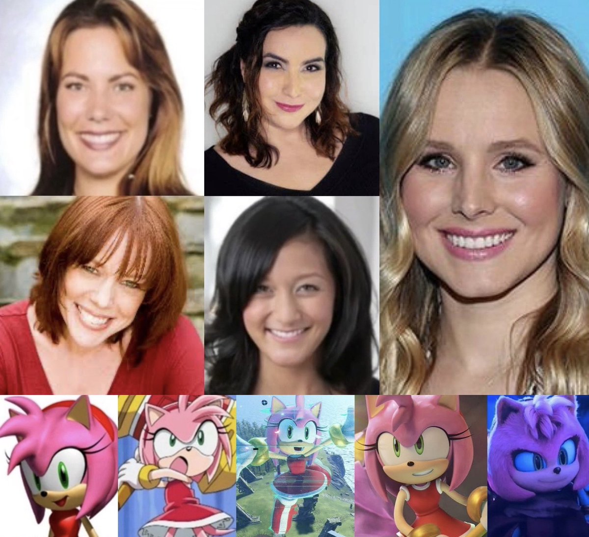 Meet The Amy Rose Bouquet 🦔🌹:

Jennifer Douillard
Sonic Games (1999-2004)

Lisa Ortiz
Sonic X (2003)
Sonic Games (2005-2010)

Cindy Robinson
Sonic Games (2010-Present)

Shannon Chan Kent
Sonic Prime (2022-2024)

Kristen Bell
#SonicMovie4 (2027-Future)
#Sonic #AmyRose #Sonamy