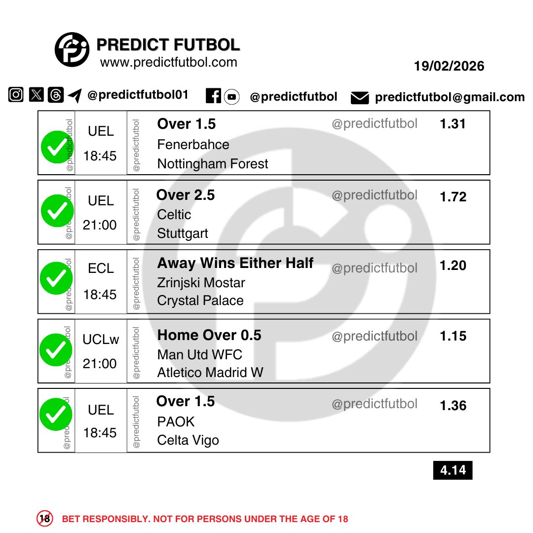predictfutbol01's tweet photo. CONGRATULATIONS ✅✅✅✅✅✅✅✅

Follow my backup account 👉 @predictfutbol02 

Join our telegram channel here
👉 https://t.co/rqCqHY9JWH https://t.co/VGYBHbYkcS