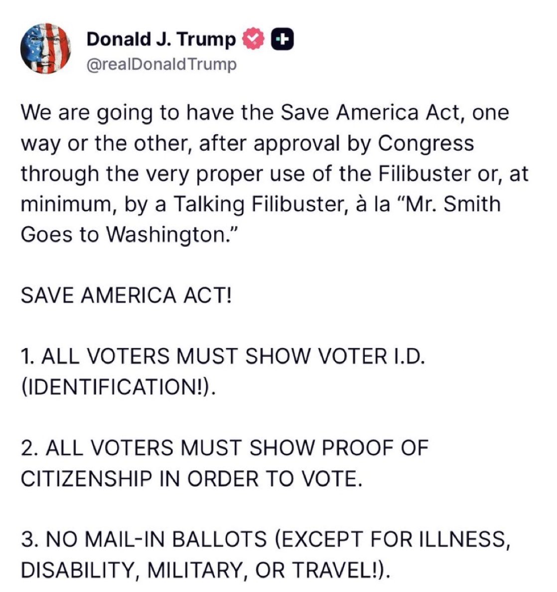 End the filibuster

Ignoring the filibuster

Or using the talking filibuster 

Doesn’t matter what you do…

Just pass the “Save America Act”