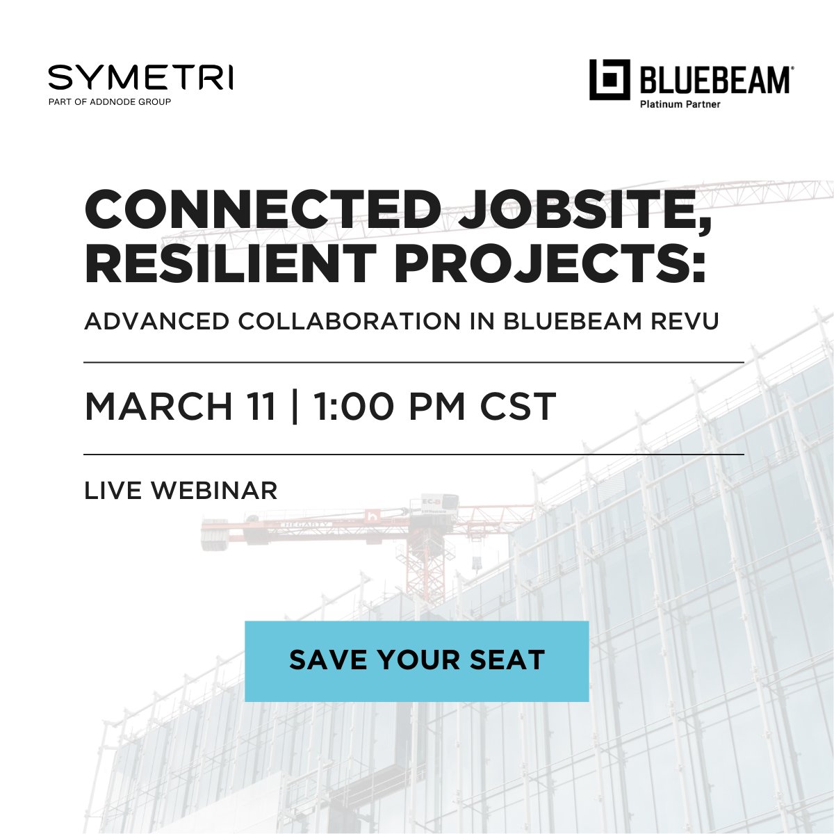 Resolve issues faster and keep stakeholders aligned. On March 11 at 1 PM CST, Alex Arriaga shares practical, advanced collaboration strategies in Bluebeam Revu that you can apply immediately.

Register Now: bit.ly/4kHW6Kh