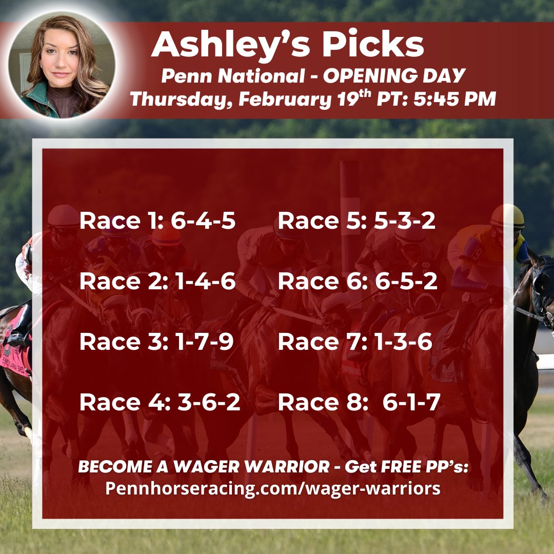 Check out our picks for the opening card of 2026 at Penn National! 🏇

As a reminder, head to pennhorseracing.com/wagerwarriors to grab your free PPs and get ready to play along!

<a href="/PA_HBPA/">Pa HBPA</a> - <a href="/HollywoodPenn/">Hollywood Casino at Penn National Race Course</a> - #PennNational #OpeningDay #PARacing #PennsylvaniaHorseRacing #WagerWarriors