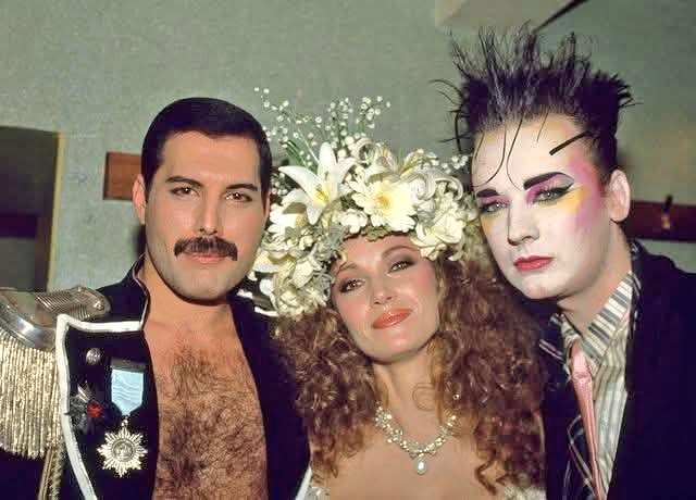 Freddie Mercury, Jane Seymour &amp; Boy George.