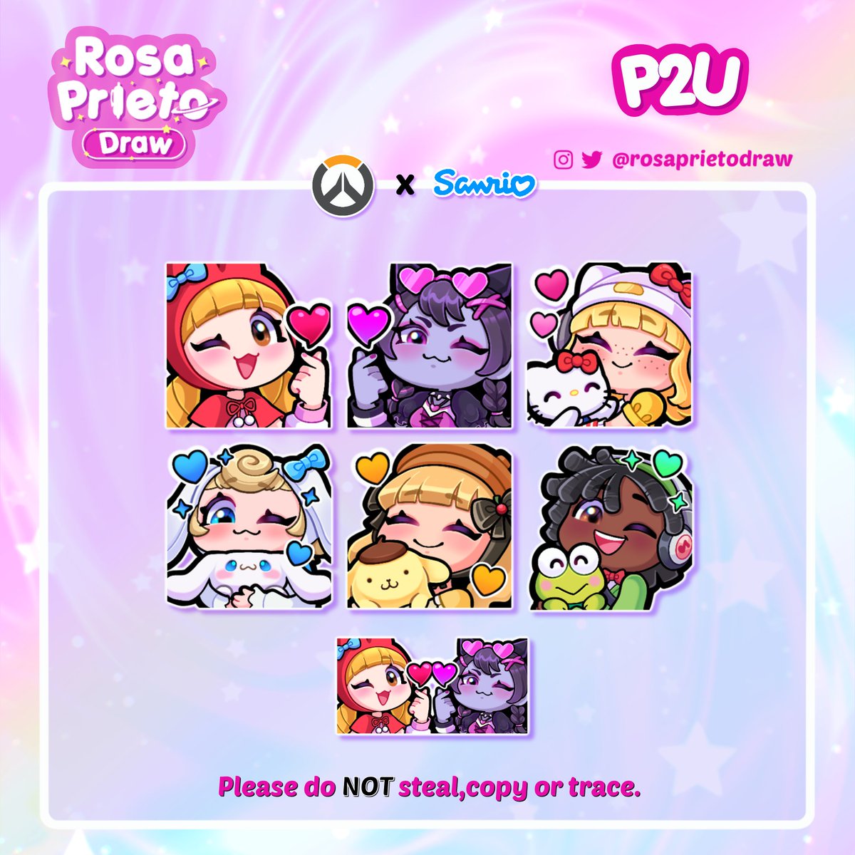 Overwatch × Sanrio 💖 Kawaii hug &amp; love emotes pack is out now! Perfect for Twitch &amp; Discord ✨
Save ❤️ RT 🔁 Tag your duo 🫶
🔗 Link in bio

Cute crossover vibes for cozy streams, couples &amp; wholesome communities 🎀
Instant download • P2U • Ready to use