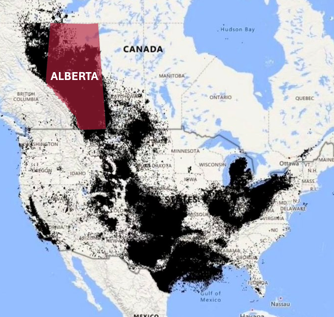 THIS Map of Oil &amp; Gas wells is why Alberta will be JUST FINE when we gain our Independence from the corrupt liberal Gov. Thieves in the east