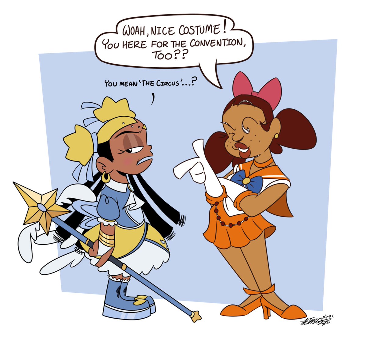 theheycartoon's tweet photo. “hey, i don’t want to be a magical girl” 🌟🧡 https://t.co/zTGrN6Eixe