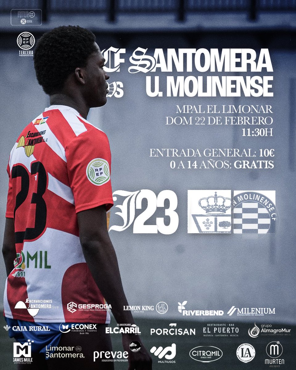 CFSantomera1's tweet photo. #J23 | ✅ ¡𝗛𝗢𝗥𝗔𝗥𝗜𝗢 𝗖𝗢𝗡𝗙𝗜𝗥𝗠𝗔𝗗𝗢! 
✌️ ¡A por la segunda victoria de la semana!🍋

🆚 @UnionMolinense 
🏟️ El Limonar 
🗓️ Domingo 22/02 
🕦 11:30h 
📋 #TerceraRFEF G.XIII 
#️⃣ #SantomeraMolinense https://t.co/frv5AE0M1N