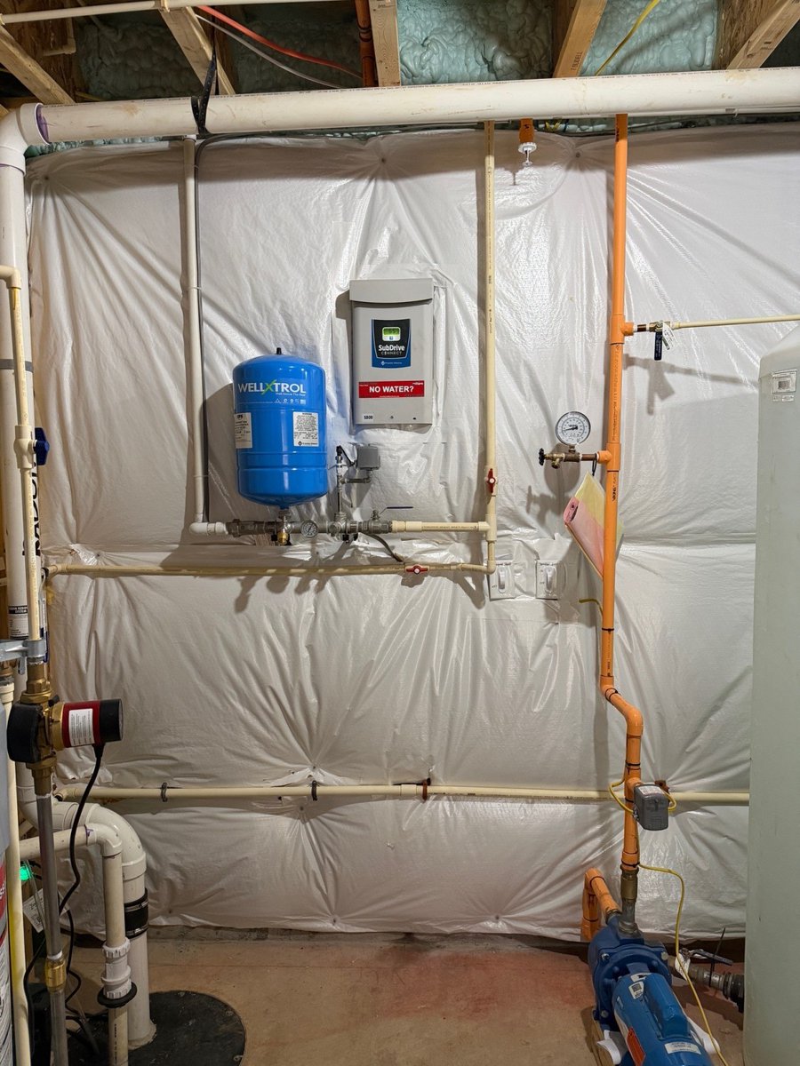 Today’s Installation Spotlight

This setup included:
• Franklin SubDrive well pump control panel
• Gas water heater
• Ultra-violet (UV) water treatment
• Water softener system
• Multimedia filtration tank
• Carbon filtration
• Storage tanks
• Whole-house water filtration