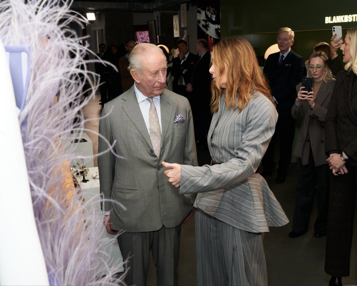 RoyalFamily's tweet image. Earlier today, The King officially opened London Fashion Week 2026.

During the visit, His Majesty toured exhibitions, including Brand63Africa and Stella McCartney, curated to highlight craftsmanship, innovation and sustainability within British fashion. 

The King also joined