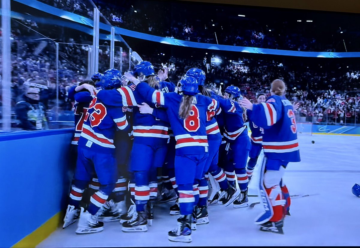TimSports10TV's tweet photo. What an amazing win by USA Women’s Hockey!!!
True grit and determination to come from behind to win the Gold 🥇 
#Olympics2026 #USA #GoldMedal #hockey https://t.co/hITeTz4wyC
