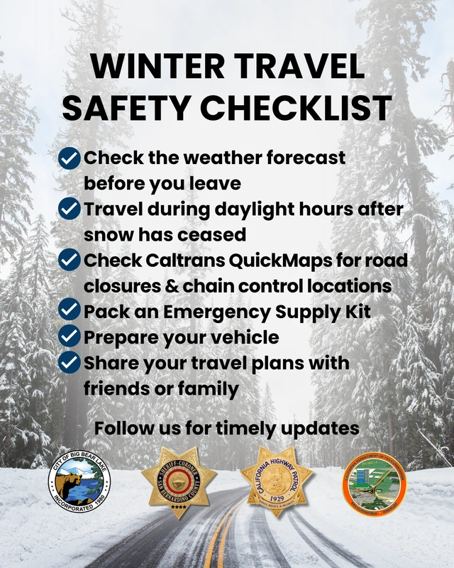 Planning to spend the weekend in the mountains? Get prepared with this simple checklist so you're good to go in the snow!

✅️ Check the weather forecast before you leave
✅️ Travel during daylight hours after snow has ceased
✅️ Check Caltrans QuickMaps for road closures &amp;