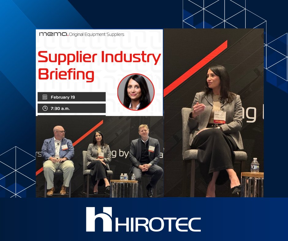 HIROTEC_AMERICA's tweet photo. HIROTEC America was proud to have Sarah Dyson, GM of Business Administration, speak at today’s MEMA OES Supplier Industry Briefing on workforce trends shaping talent and supplier pipelines.

#HIROTECAmerica #BEaHIRO #MEMA #ManufacturingLeadership https://t.co/ft4vwF7OzS