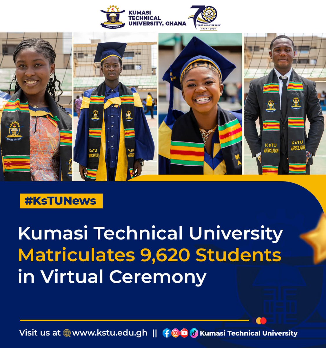 KsTU_GH's tweet photo. Kumasi Technical University Matriculates 9,620 Students in Virtual Ceremony. 
Read More Here:
https://t.co/axDhZDjsOe

#KsTUGH #KsTUMatriculation2026 #FYI https://t.co/Tb0WD7TIMX