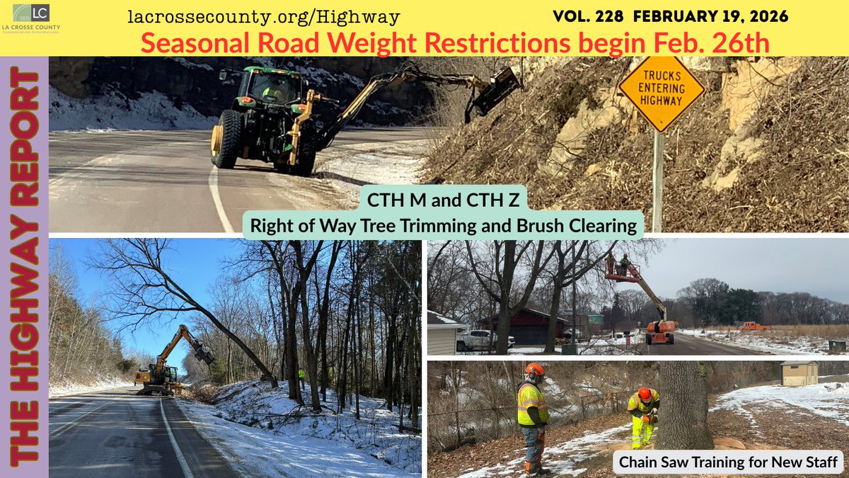 Weight Restrictions starting soon.  Crews are prepping Right of Ways and new staff are getting training.