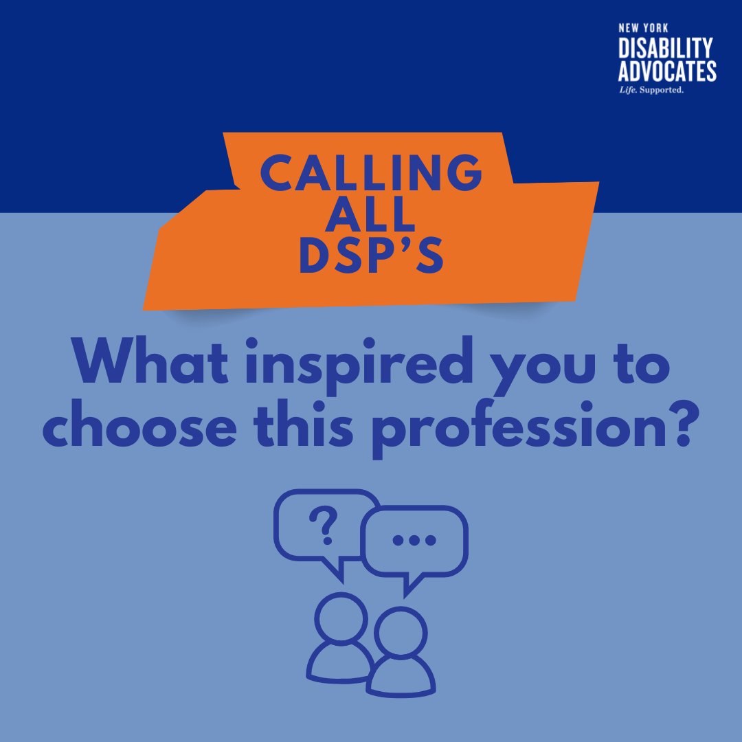 NYDisabilityAdv's tweet photo. Calling all DSPs: What inspired you to choose this profession? Working with the I/DD community can be challenging, but rewarding. Share your thoughts below and let's celebrate and appreciate their resilience.

#StrongerTogether #IDDSupport https://t.co/egLl41qTht