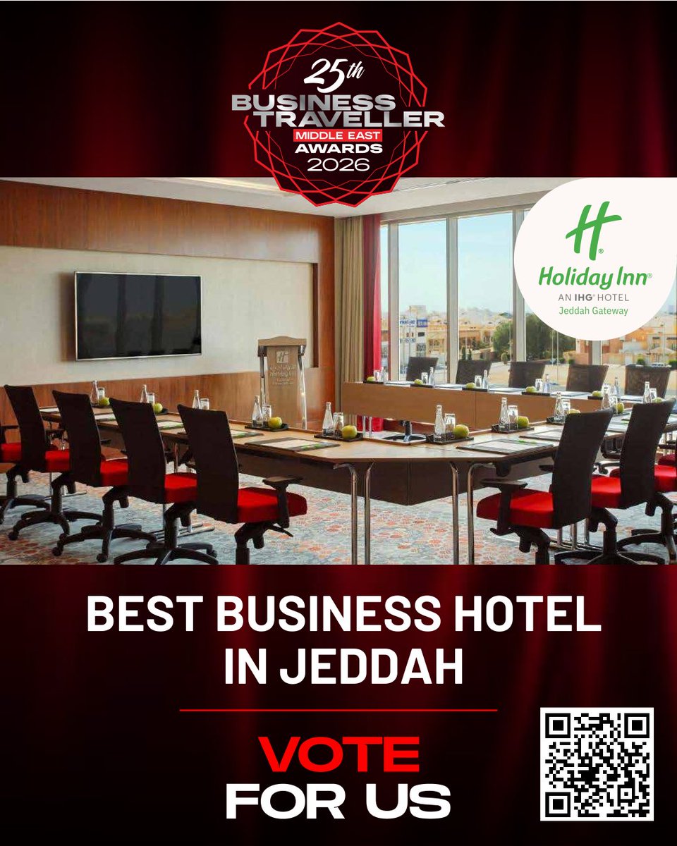 BAANHospitality's tweet photo. Nominated for Best Airport &amp; Business Hotel 2026. We need your vote! 🗳️
https://t.co/RvphchCYoi 

مرشحون لجوائز Business Traveller 2026
صوّتوا لنا الآن لنواصل التميز! ✈️👔 https://t.co/RvphchCYoi 

#Jeddah #BusinessTravel #JeddahHotels #SaudiTourism #HolidayInn #BTMEAwards https://t.co/Tmmj9UHmdm