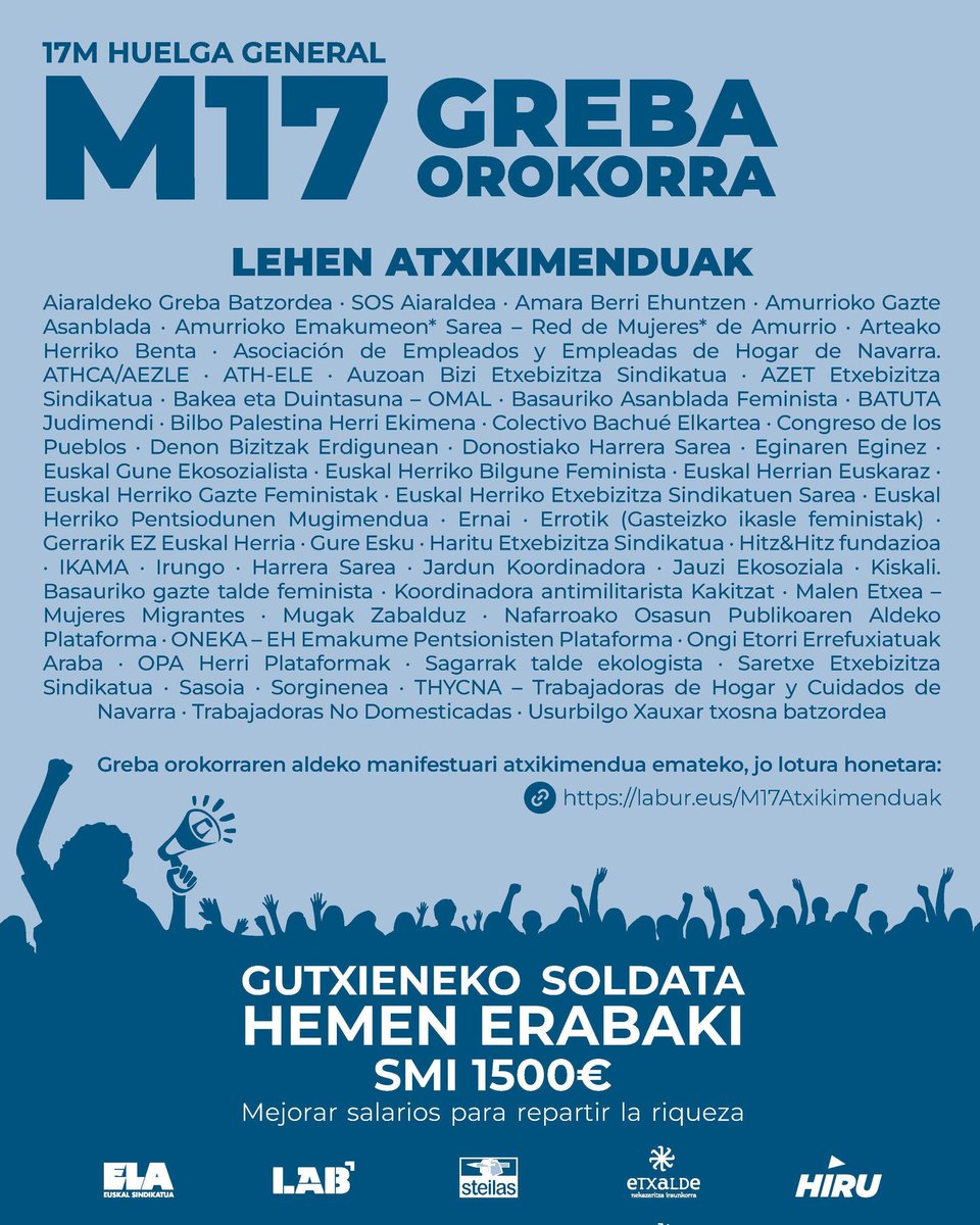 NZiarrusta's tweet photo. Joanex, argazkiko greba honetaz ari zara. Grebara "atxikitu" zarete grebaren aldarri nagusia AIPATU ERE EGIN GABE. Arduragabekeria da. 

Greba komiteak martxan daude herri, auzo eta lantegietan. Ez bulegoetan. Jaitsi lurrera eta egin behingoz langileriak urgentziaz behar duena. https://t.co/qgYTdsPMri