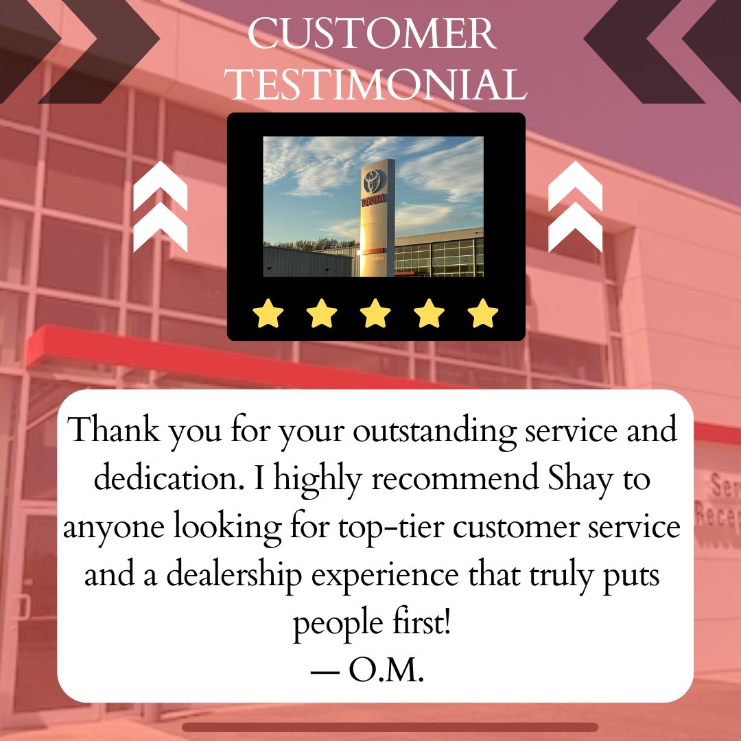 PrecisionToyBdn's tweet image. “From start to finish, Shay went above &amp;amp; beyond to make the entire process smooth, stress-free &amp;amp; genuinely special for our family... Thank you for your outstanding service &amp;amp; dedication.”  

👏🏻👏🏻 Great work Shay❗️

🌍 precisiontoyota.ca 
#brandonmb #precisiontoyotabrandon