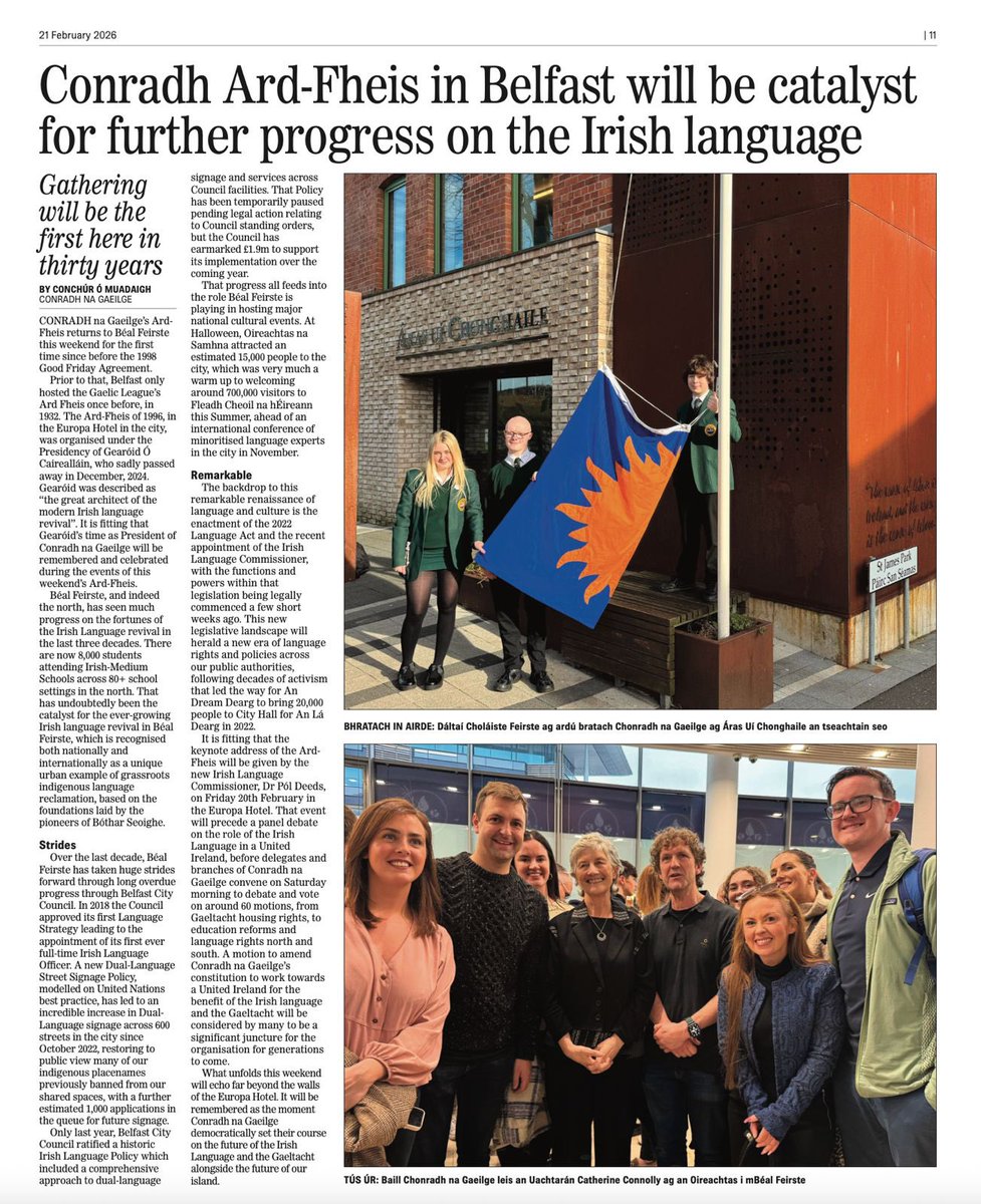 CnaG's tweet photo. "A motion to amend Conradh na Gaeilge’s constitution to work towards a United Ireland for the benefit of the Irish language &amp; the Gaeltacht will be considered by many to be a significant juncture for the organisation for generations to come."
🗞️https://t.co/sl17VaEnxG
@newbelfast https://t.co/CIaMw8nwP2