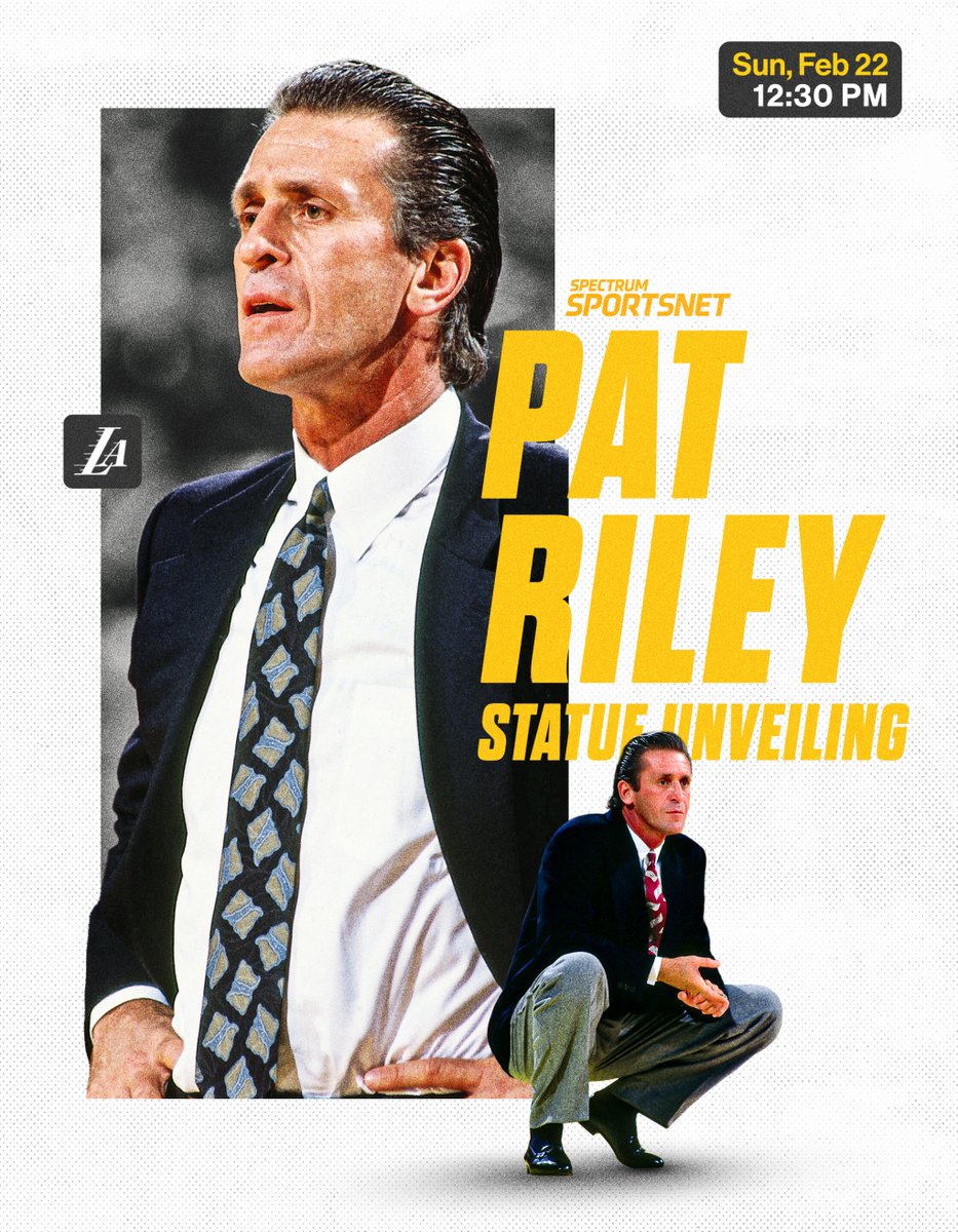 SpectrumSN's tweet image. Join us this Sunday at 12:30 PM for full coverage of Pat Riley’s statue unveiling on Spectrum SportsNet. 📺