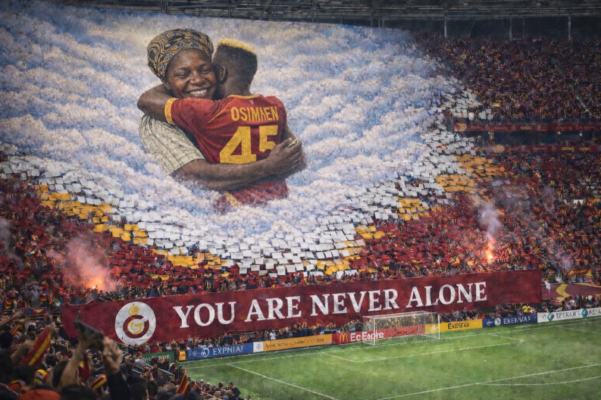 AlfAgent's tweet image. 🏟️🚨 Galatasaray supporters are preparing a choreography to honor Victor Osimhen’s late mother.
