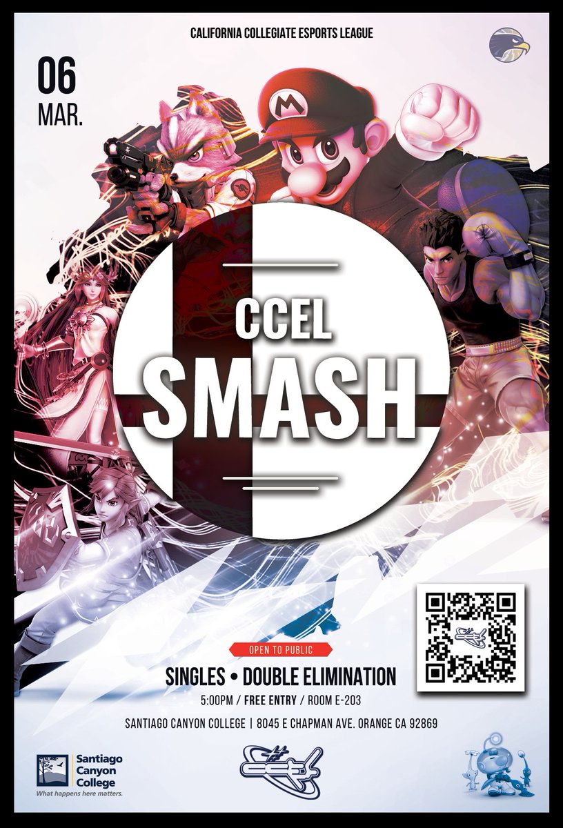 CCELorg's tweet photo. Hey gamers! We are bringing another BANGER Smash Tournament, this time in MARCH! For those that are interested in CCEL Smash: March 2026, please find the registration details below!   
https://t.co/oQZL4CkTD7 https://t.co/7FIZJTGdox