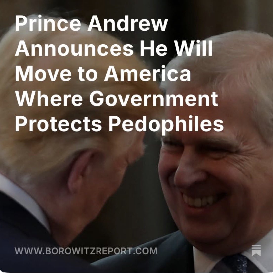 peteditty's tweet photo. Thursday Andrew Mountbatten Windsor announced that he was moving to America, hailing it as a country whose government protects pedophiles. My bags are packed for Washington, D.C.,the disgraced royal told reporters at Heathrow airport. If you’re a pedophile, it’s a sanctuary city. https://t.co/k8iJqVBFn8
