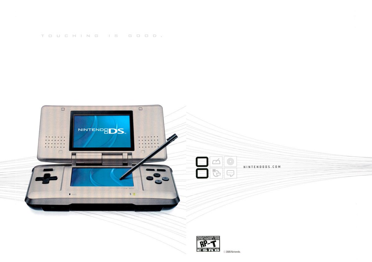 american80s's tweet image. Nintendo DS. Released in 2004. “Touching is good.”

#Nintendo #NintendoDS #RetroGames 👉👈