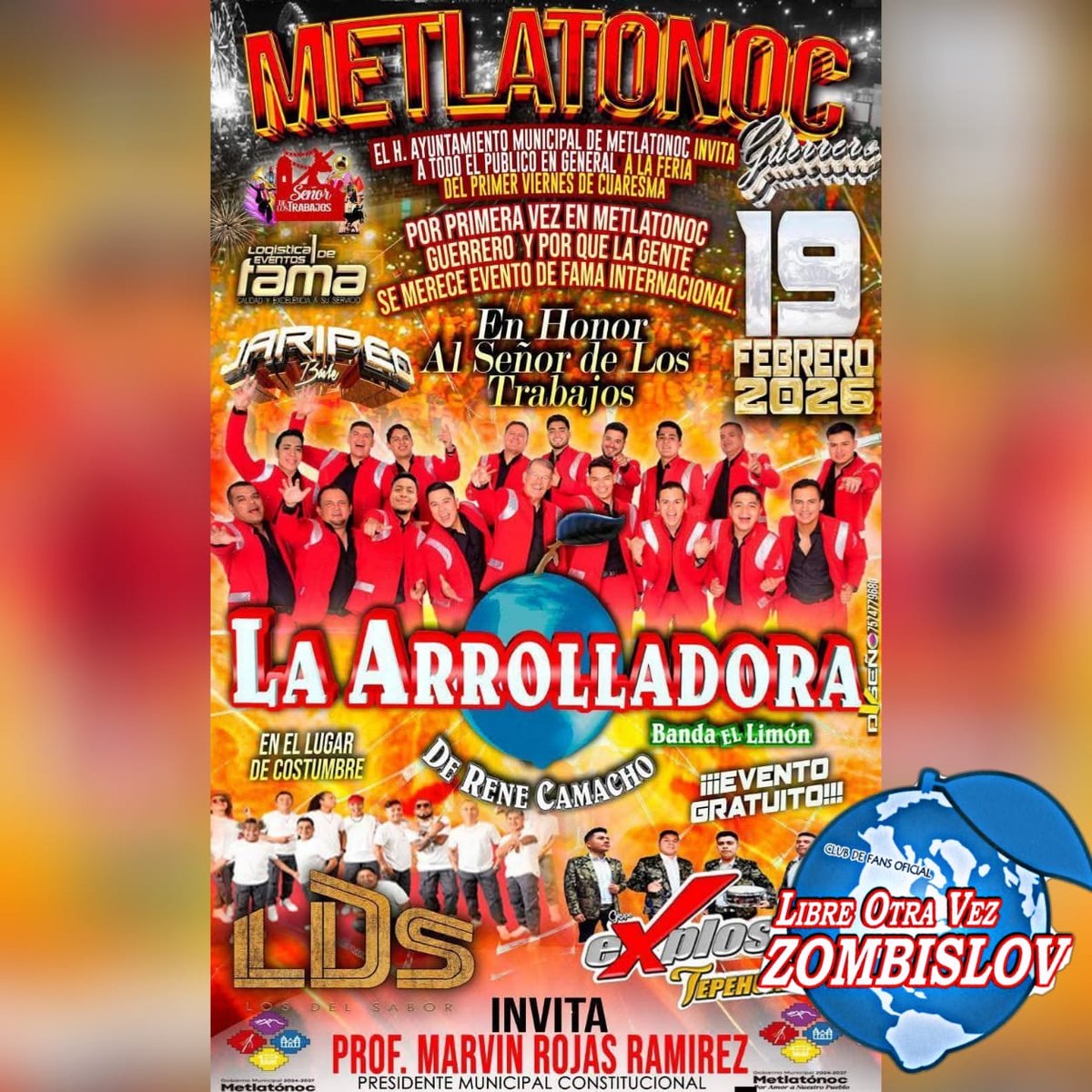 StphnAbl's tweet photo. 🔊 HOY JUEVES 
1️⃣9️⃣ DE FEBRERO 💕
La  A R R O L L A D O R A
Banda El Limón de Don René Camacho 🕺🏻💚🍋 se presenta en:

💕 MAETLATÓNOC, GUERRERO 🇲🇽📍🌏 💕 

¡DISFRUTA DE ESTÁ ARROLLATERAPIA 💃🏻🕺🏻🎶!

#Arrolladora 🤤🕺🏻❤️ 
#ZombisLOV 🍋 💚 
#SeguimosDandoLata ✋🏻🍋
#Era2026 👌🏻👏🏻❤‍🔥 https://t.co/cE1DsH4kPe