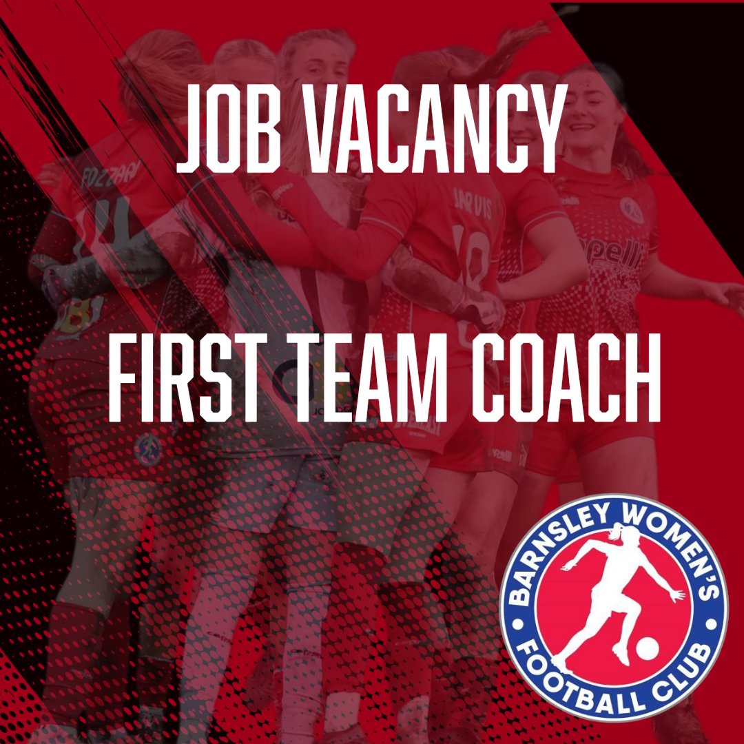 Job Vacancy- First Team Coach

⚽ Ready to play a key role in driving senior women’s football forward in Barnsley?

🏆 UEFA B qualified and looking for your next challenge in a competitive environment?

Barnsley Women's Football Club are seeking a motivated First Team Coach to