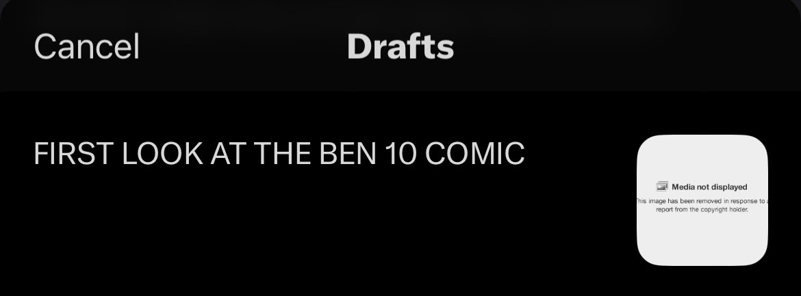 dailytennyson's tweet photo. a little mad because i made this draft yesterday so that i could prank everyone today but i woke up to the ben 10 comic announcement #MotionDenied https://t.co/WuwvU6J3nD