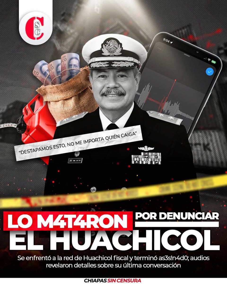 🚨 Lo mataron por denunciar el huachicol

El contralmirante Fernando Rubén Guerrero Alcántar sostuvo reuniones clave con los entonces secretarios de Marina, José Rafael Ojeda Durán y Raymundo Pedro Morales Ángeles, recién nombrado en la nueva administración

En menos de un año,