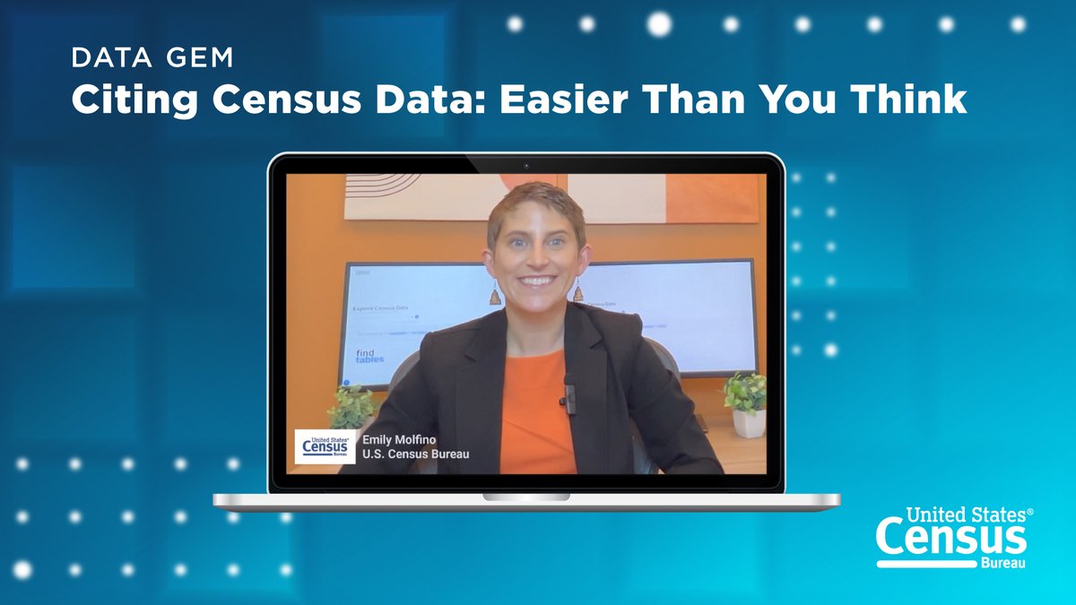 uscensusbureau's tweet photo. Our new #DataGem walks you through the easiest ways to create accurate citations from https://t.co/MKVkizr50E and shows you where to find guidance for citing our publications, blog posts, and more.
▶️ https://t.co/JefBpepOJu https://t.co/XH7mSrGQjL