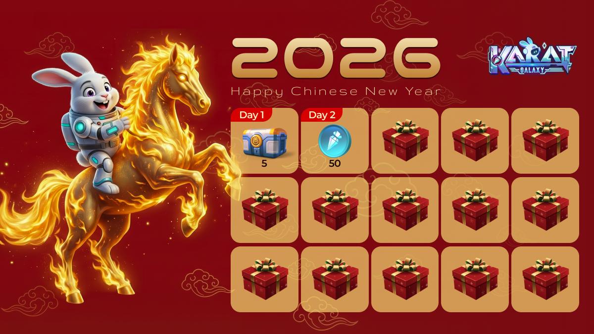 DAY Nº3 of the Karat Galaxy 🧧#ChineseNewYear Event!🎁 

🔥🐎We’re giving out #KaratGalaxy assets! 

🎁1 lucky winner every day!
⏪Yesterday's winner is: <a href="/Kygel123/">Kygel Basco</a> 

How to enter:
1️⃣ Follow &amp; RT this tweet
2️⃣ Comment your Karat Galaxy UID

❗️Past winners can participate again❗️
